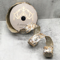 Metallic Gold Bullion Pewter Sequin Flower Vine Ribbon
