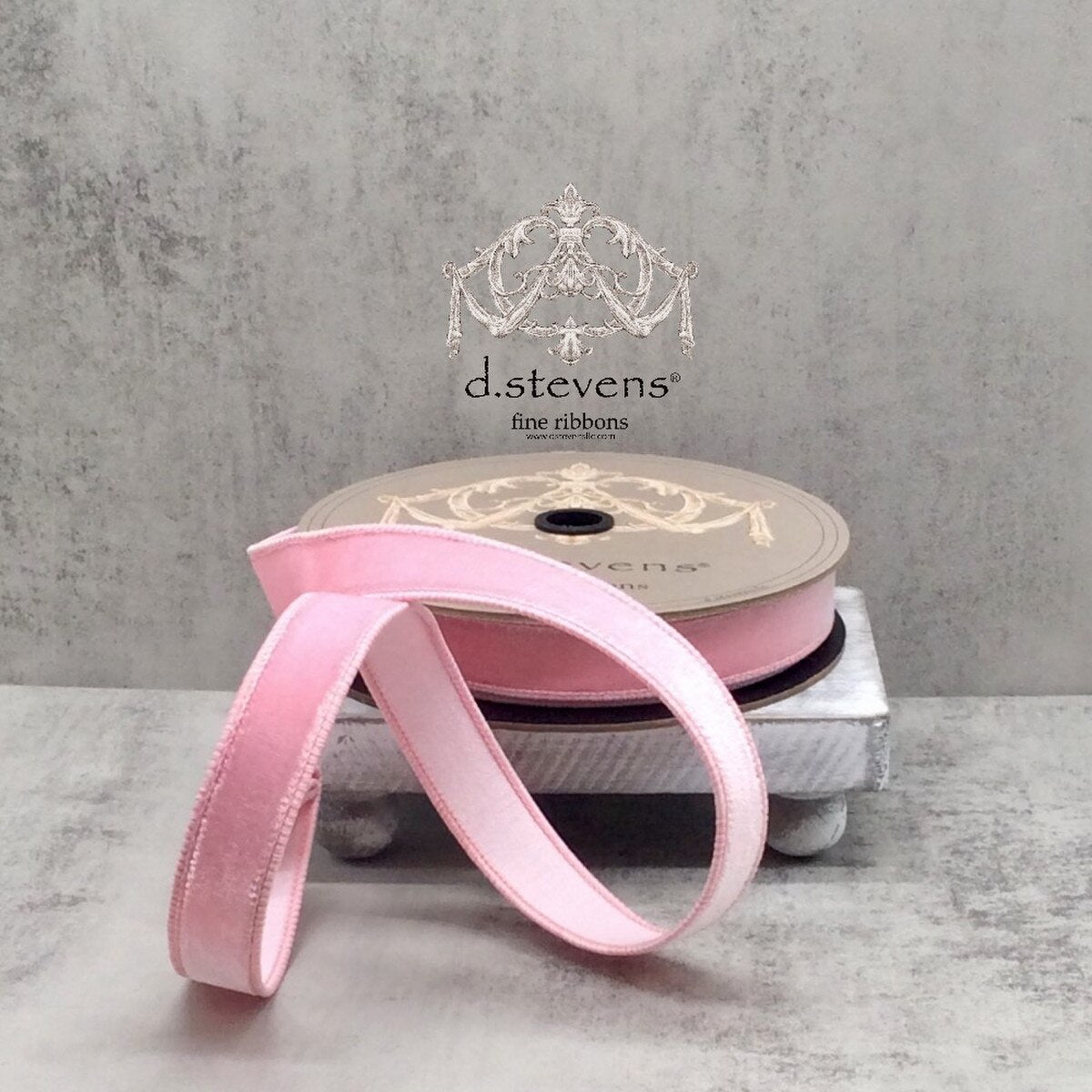 Pink Lemonade Ribbon with Velvet Dupion Backing 1" x 10 Yds