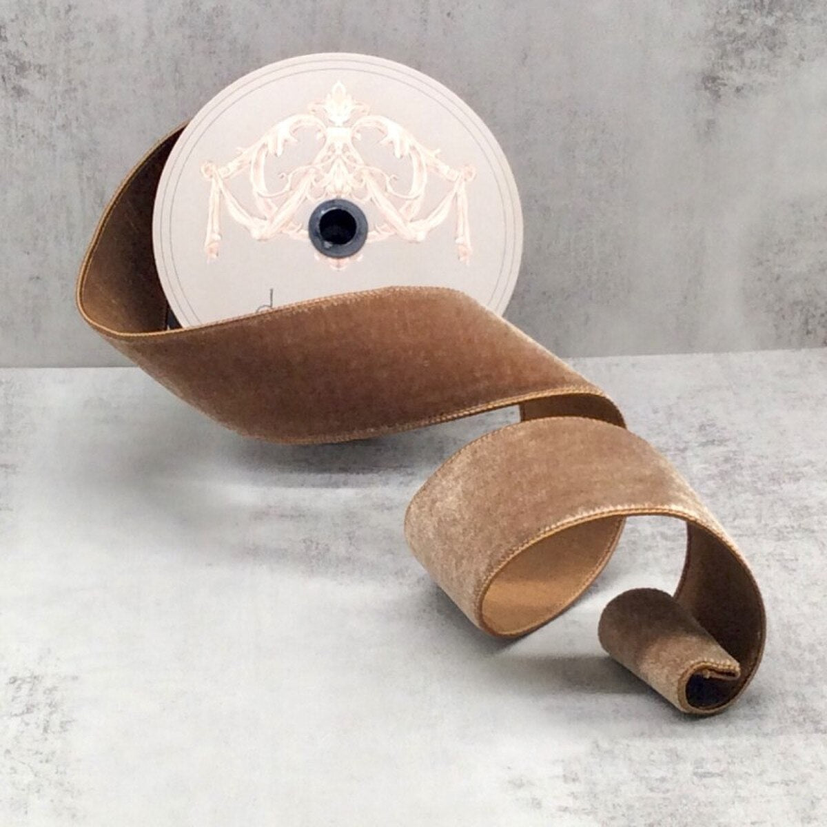 Walnut Velvet Dupion Back Ribbon 2.5 Inch x 10 Yards
