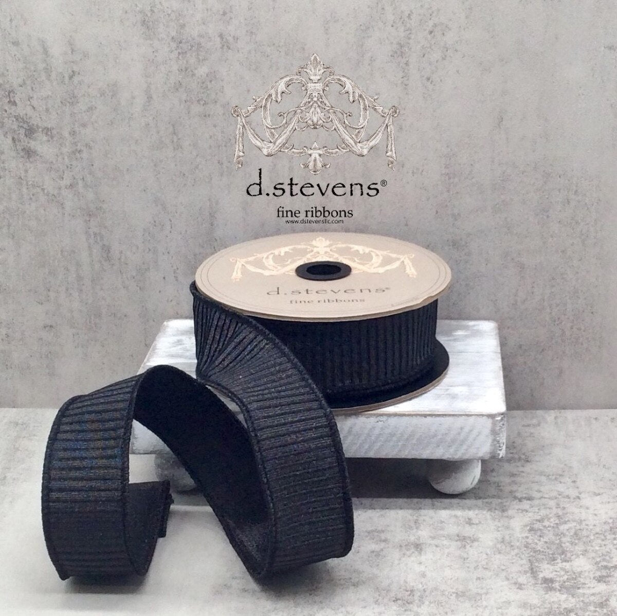 Pleated Black Lame Ribbon 1.5" x 10 Yds