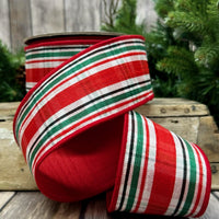 Faux Gingerbread Wool Plaid Ribbon Red Green 2.5
