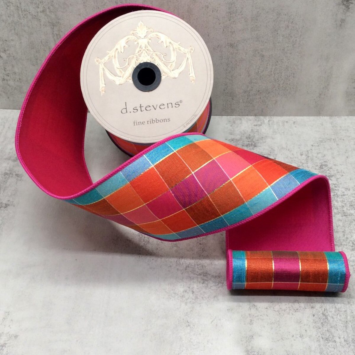 Taffeta Ribbon Orange Hot Pink Artic Blue 4" x 10 Yds