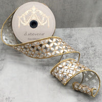 Metallic Floral Ribbon Silver Gold 2.5