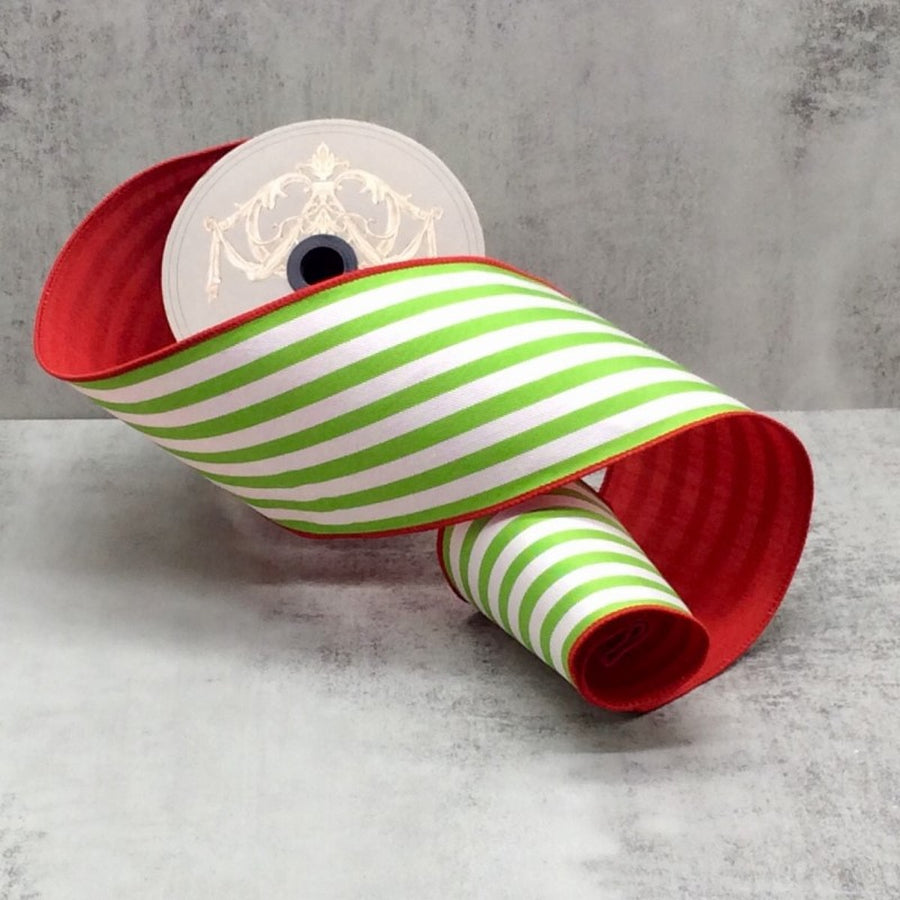 Red Canvas Stripe Dupion Ribbon 4" x 10 Yds