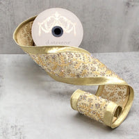 Clear Crystal Branch Trim Gold Ribbon Metallic Dupion 4