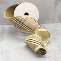 Dupion Ribbon Brown Gold Black Diagonal Stripe Plaid 4