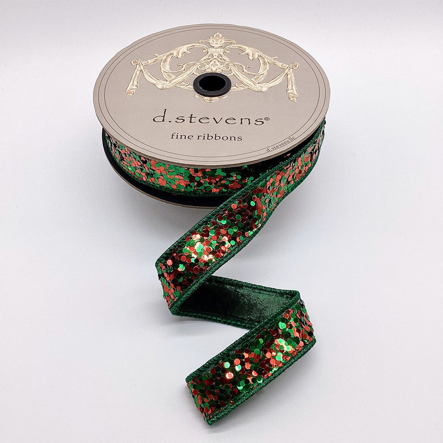 Emerald Green Glitter Ribbon 1 Inch x 10 Yards