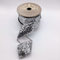 Glitter Silver Ribbon 2.5 Inch x 10 Yards
