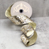 Glitter Silver Gold Ribbon 2.5 Inch x 10 Yards