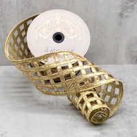 Gold Metallic Dupion Window Pane Ribbon 4
