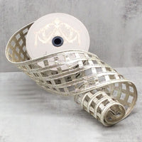 Platinum Metallic Dupion Clairvaux Window Pane Ribbon 4