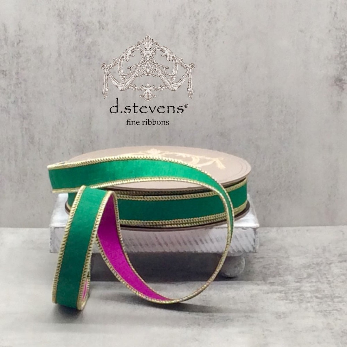 Dupion Ribbon 1 Inch Double Sided Purple Green 25 Yds