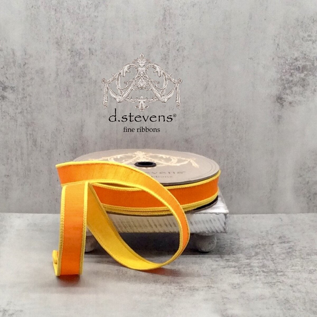 Dupion Ribbon Orange Yellow 1 Inch x 25 Yards