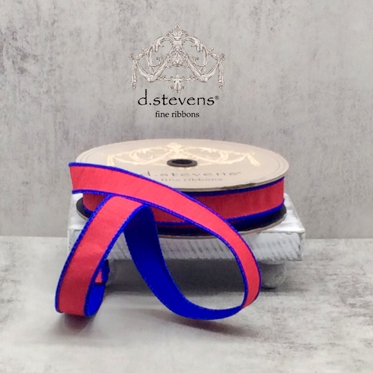 Dupion Ribbon Red Royal Blue 1 Inch x 25 Yards