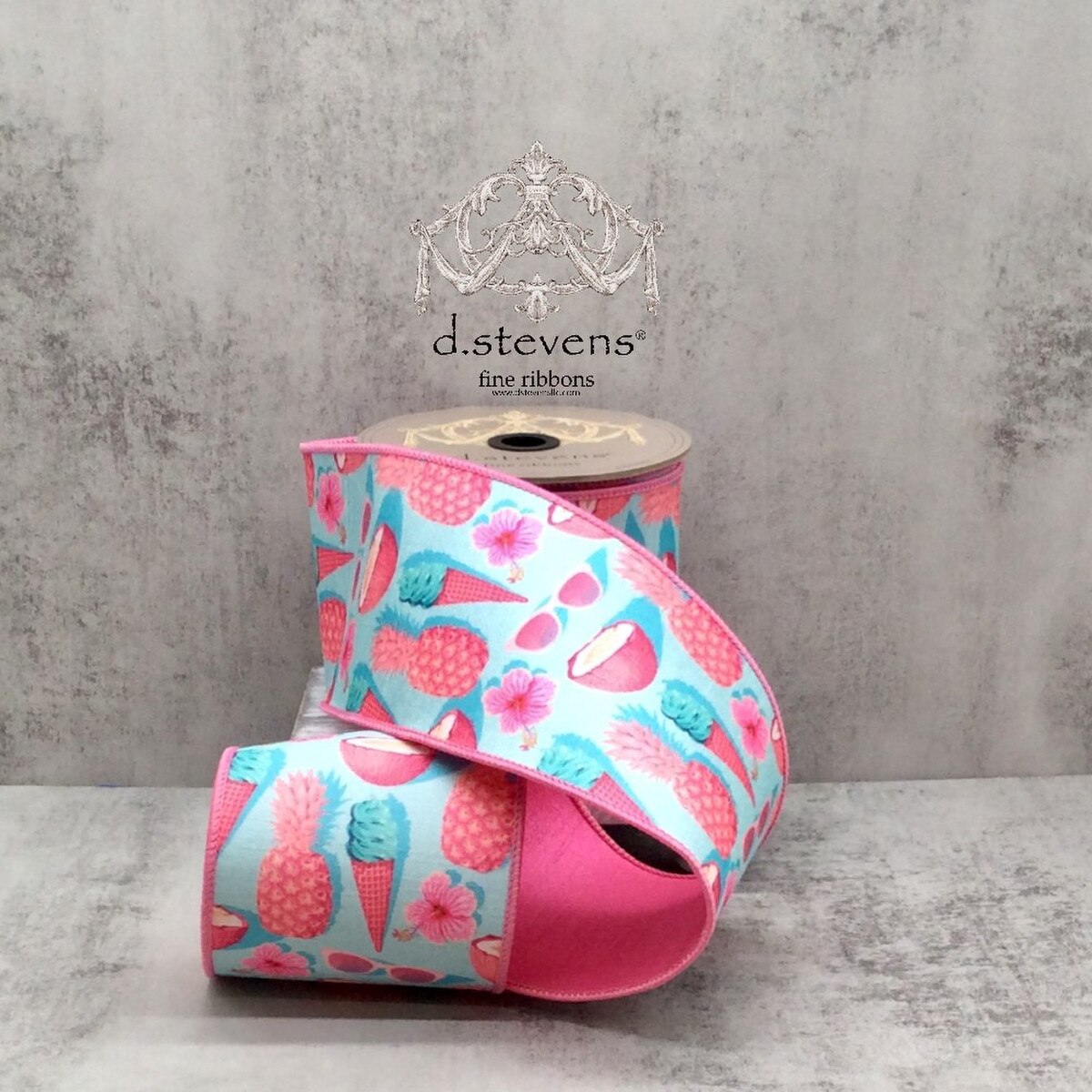 Pineapple Sunglasses Coconut Pink Blue Ribbon 4" x 10 Yds