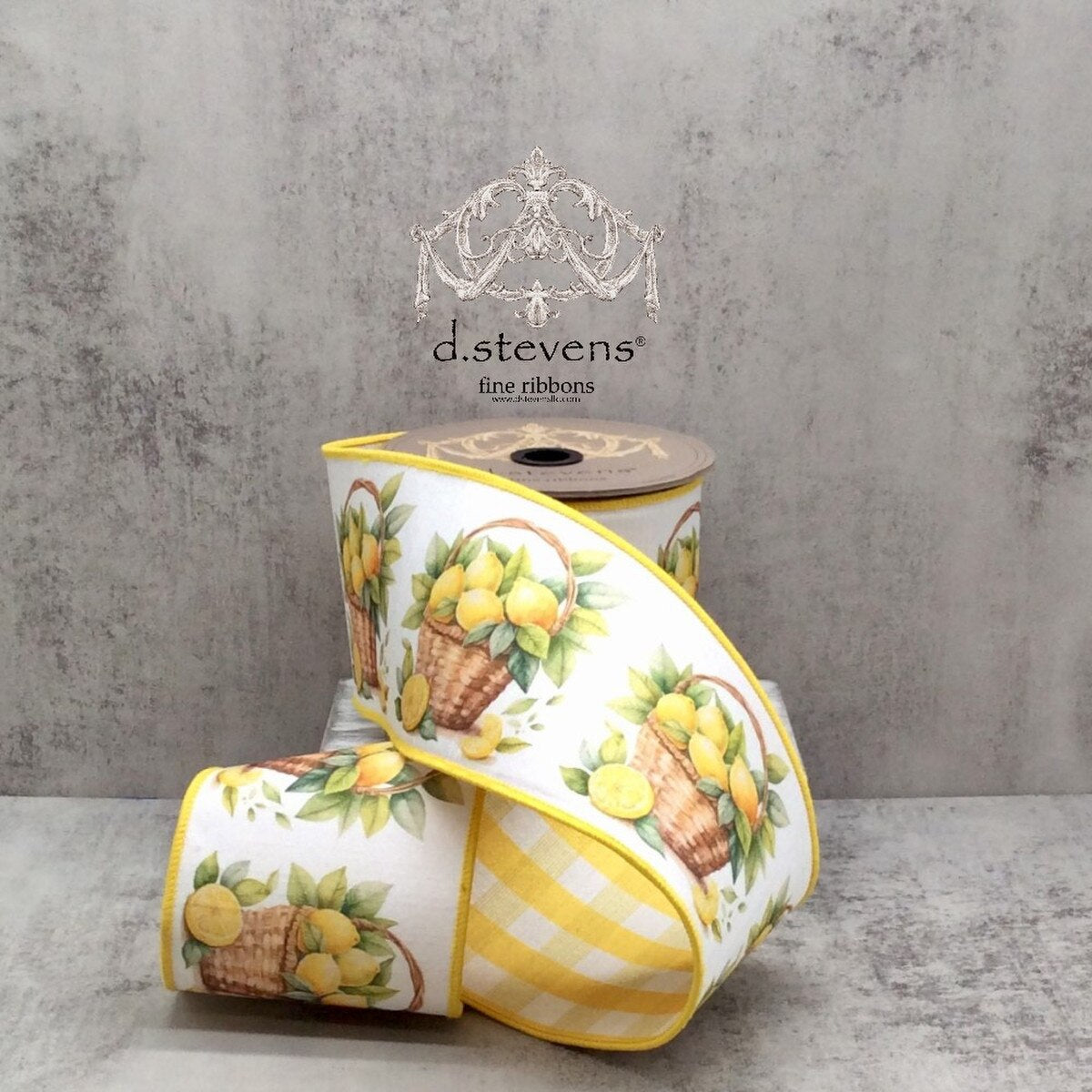 Watercolor Lemon Dupion Ribbon in Basket Yellow 4" x 10 Yds