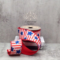 Dupion Red White Blue Ribbon 2.5