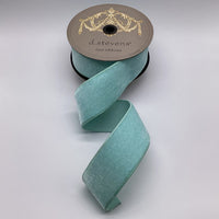 Ocean Blue Velvet Mint Dupion Ribbon 2.5