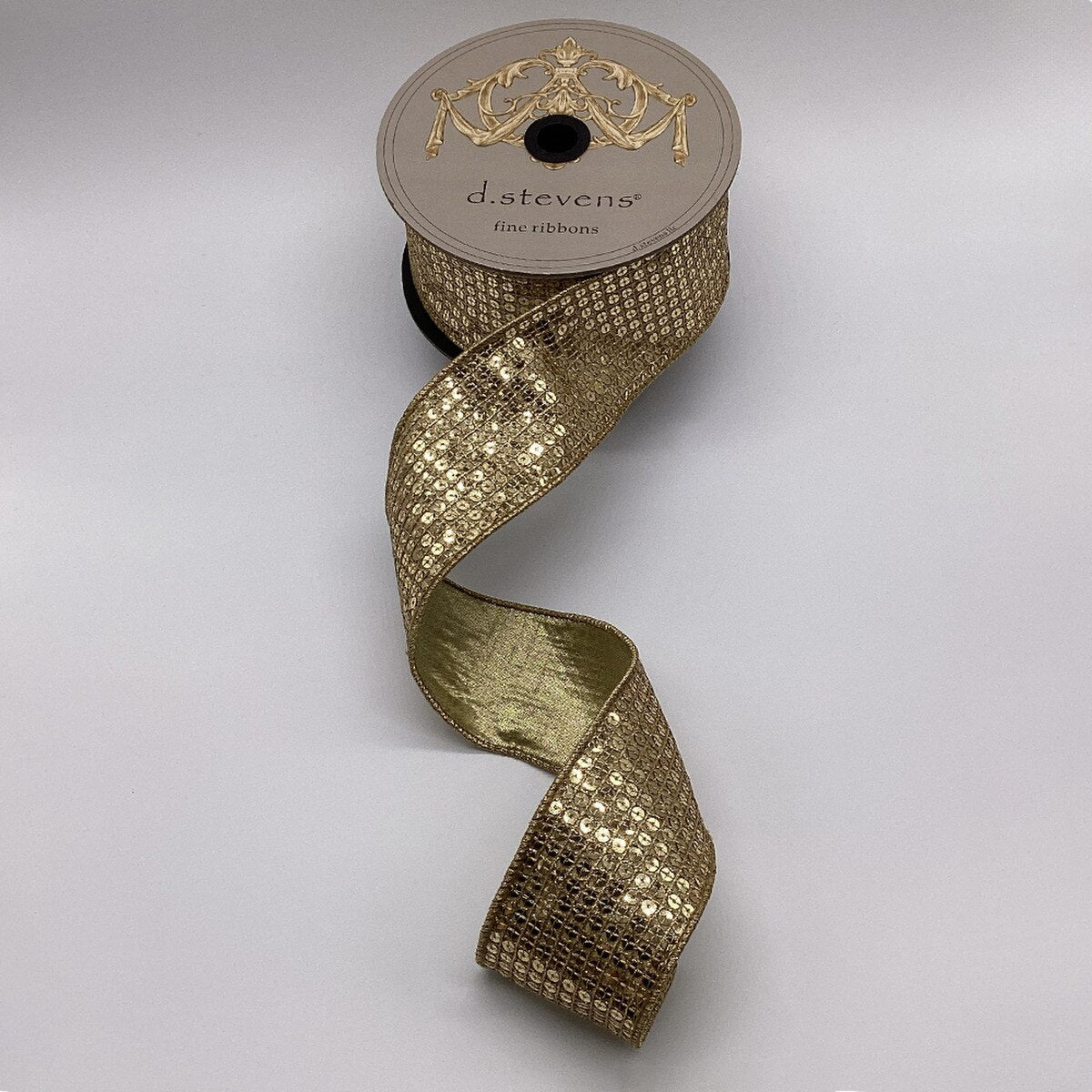 Gold Sequins Ribbon 2.5 Inch x 10 Yards Metallic Gold