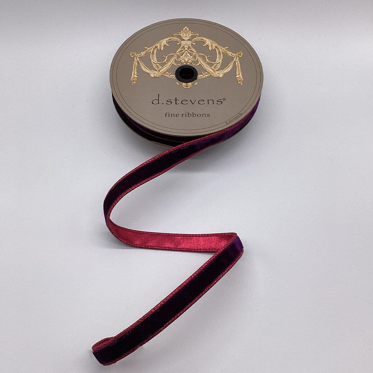 Velvet Metallic Ribbon Hot Pink Back Deep Purple 0.75 X 10 Yds