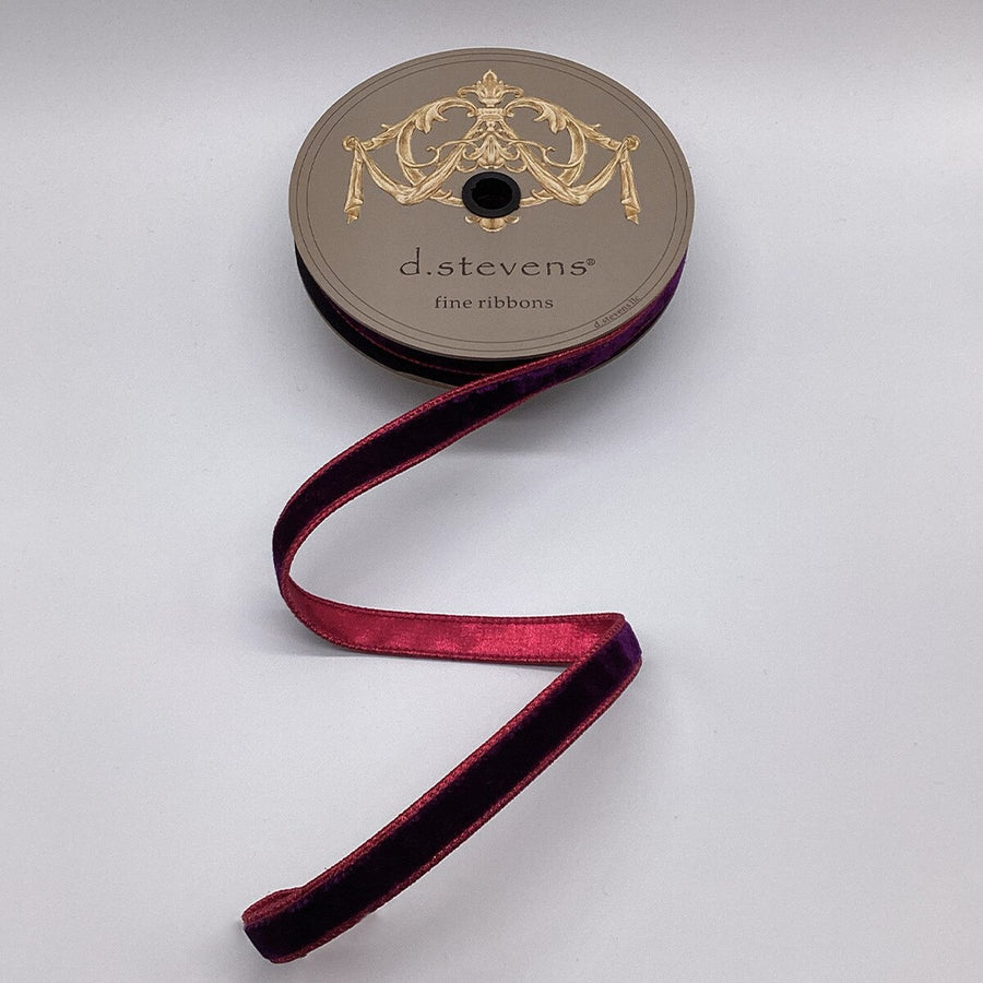Velvet Metallic Ribbon Hot Pink Back Deep Purple 0.75 X 10 Yds