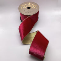 Hot Pink Ribbon Iced Velvet Metallic Gold Back 4