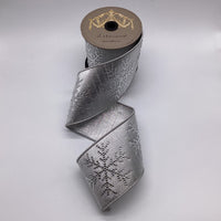 Clear Crystal Snowflake Silver Ribbon Metallic Dupion 4