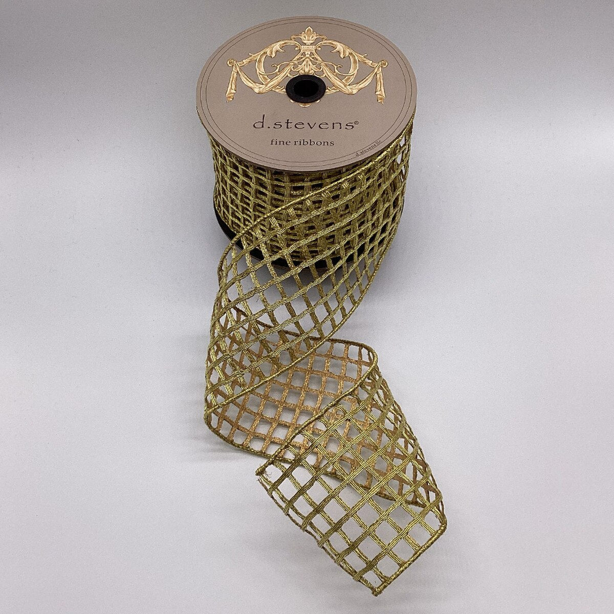 Gold Metallic Window Pane Ribbon 4 Inch x 10 Yards