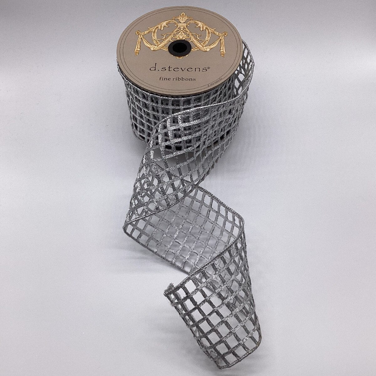 Silver Metallic Window Pane Ribbon 4 Inch x 10 Yards