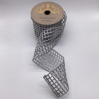 Silver Metallic Window Pane Ribbon 4 Inch x 10 Yards
