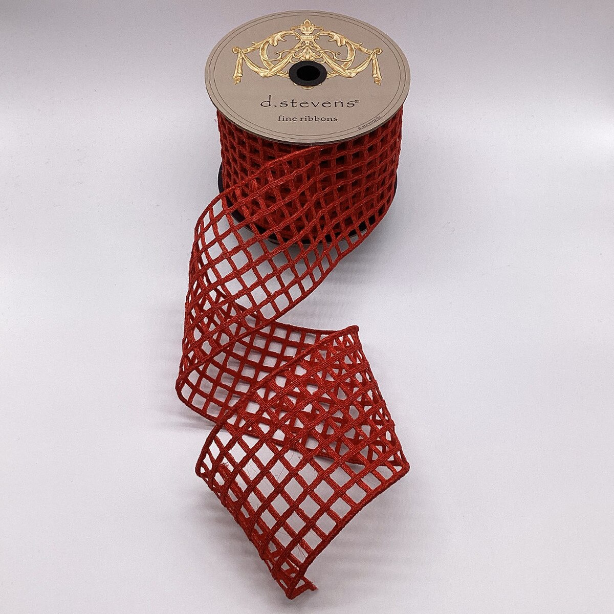 Red Metallic Window Pane Ribbon 4 Inch x 10 Yards