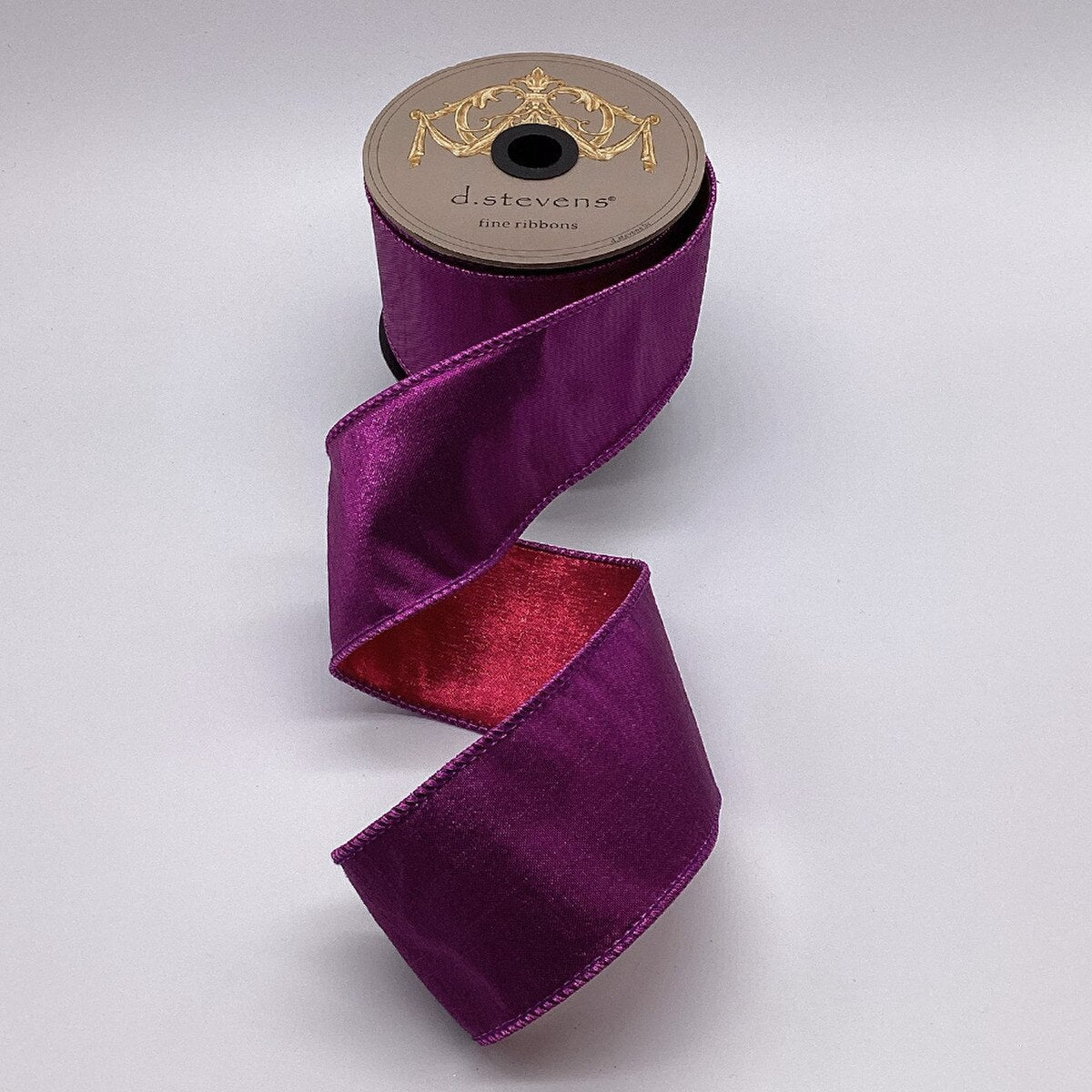 Purple Hot Pink Metallic Dupion Double Sided Ribbon 2.5" x 10 Yds