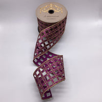 Purple Metallic Dupion Clairvaux Window Pane Ribbon 4