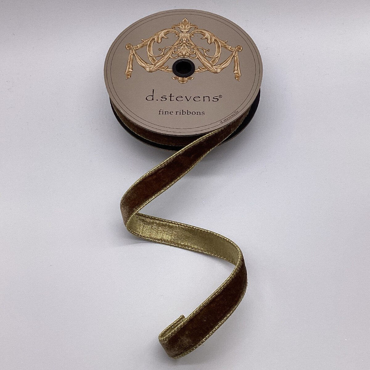 Walnut Ribbon Lush Velvet Metallic Gold 1 Inch x 10 Yards