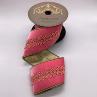 Pink Velvet Bead Center Branch Ribbon 4 Inch x 5 Yards