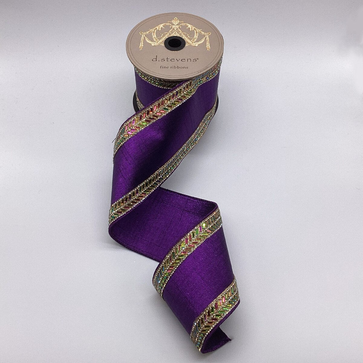 Purple Metallic Dupion Herringbone Ribbon 4" x 5 Yds