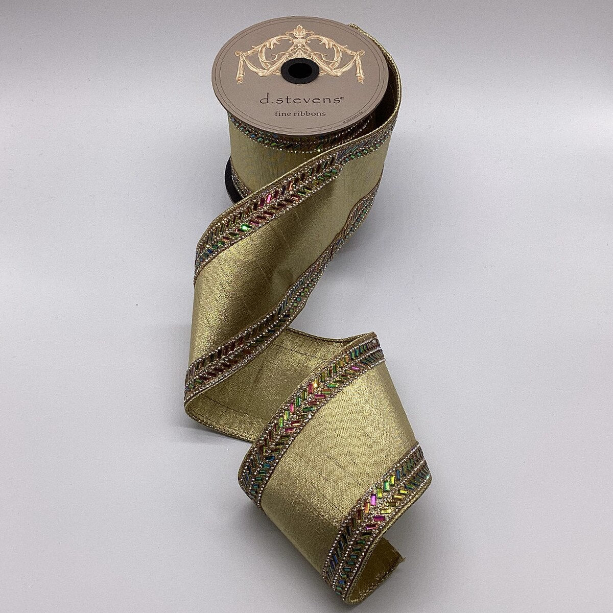 Metallic Herringbone Gold Ribbon 4 Inch x 5 Yards