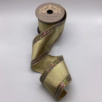 Metallic Herringbone Gold Ribbon 4 Inch x 5 Yards