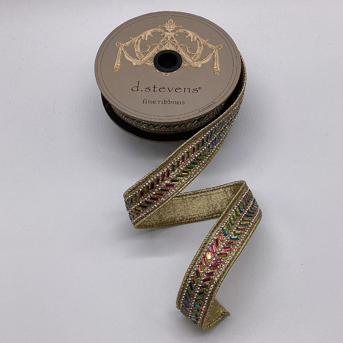 Gold Ribbon Metallic Dupion Iris Herringbone 1 Inch x 5 Yds