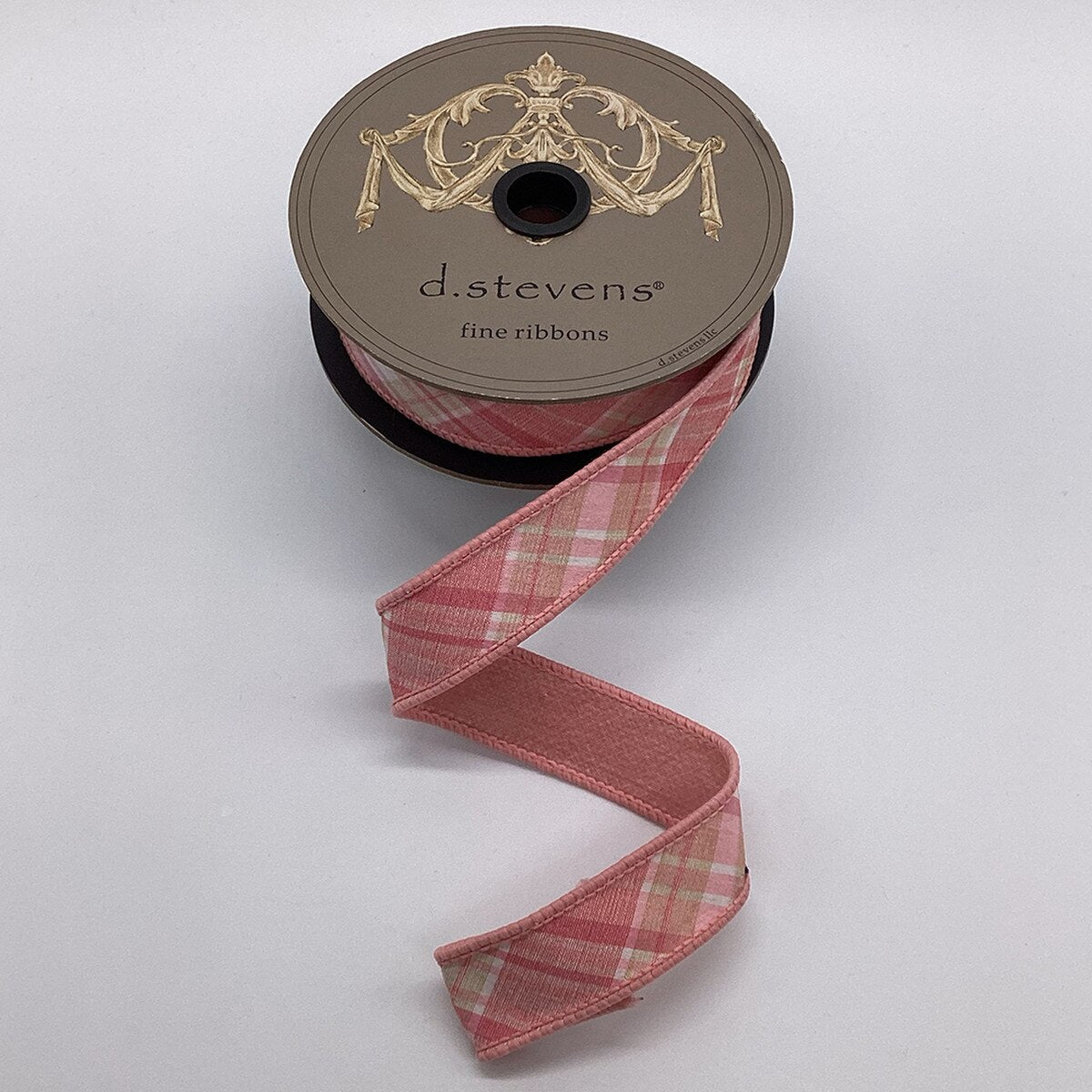 Plaid Dupion Ribbon 1 Inch by 10 Yards in Shades of Pink