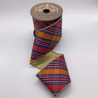 Hot Pink Royal Blue Orange Dupion Plaid Ribbon 4