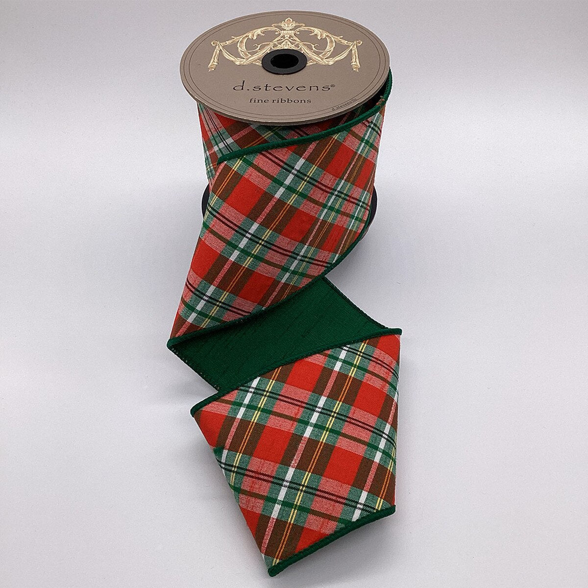 Plaid Dupion Ribbon Red Green White Black 4 Inch x 10 Yds