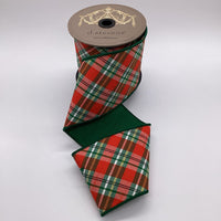 Plaid Dupion Ribbon Red Green White Black 4 Inch X 10 Yds