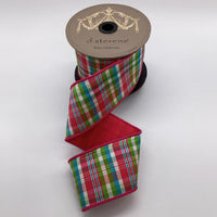 Dupion Plaid Ribbon Hot Pink Lime White Ice Blue 3
