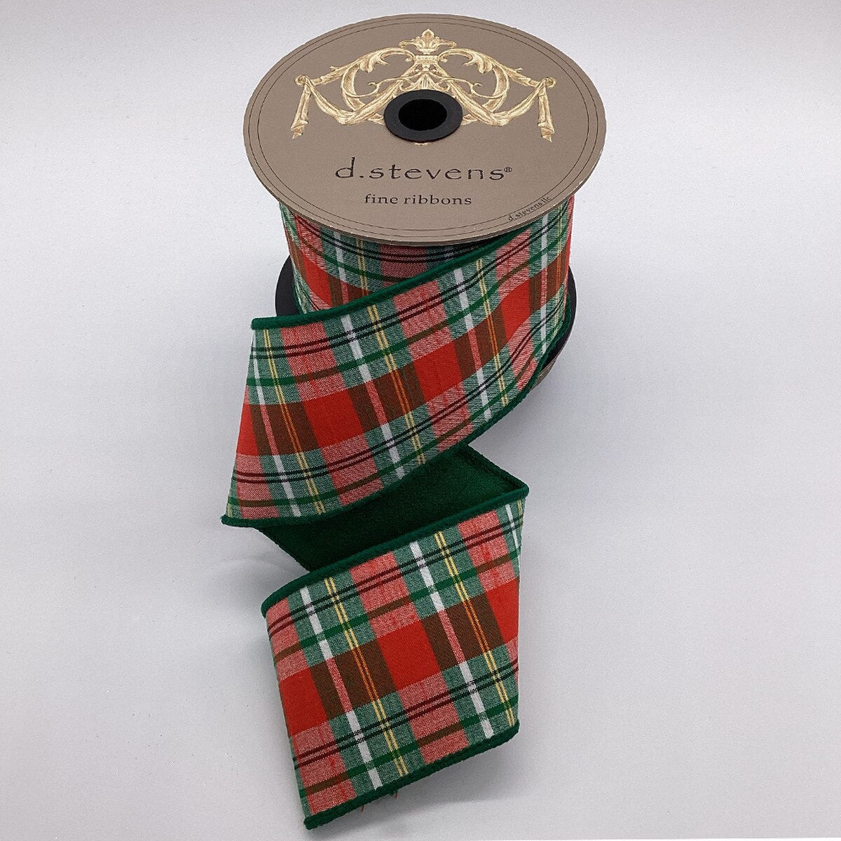 Dupion Plaid Ribbon Red Green Black White 3 Inch x 10 Yds