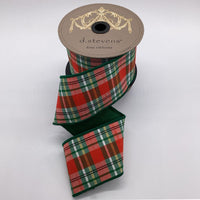 Dupion Plaid Ribbon Red Green Black White 3 Inch x 10 Yds
