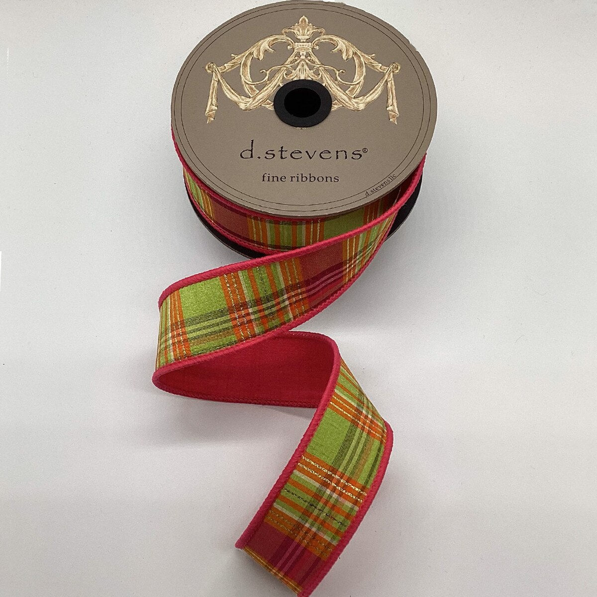 Dupion Gold Lurex Ribbon Hot Pink Lime Orange 1.5" x 10 Yds