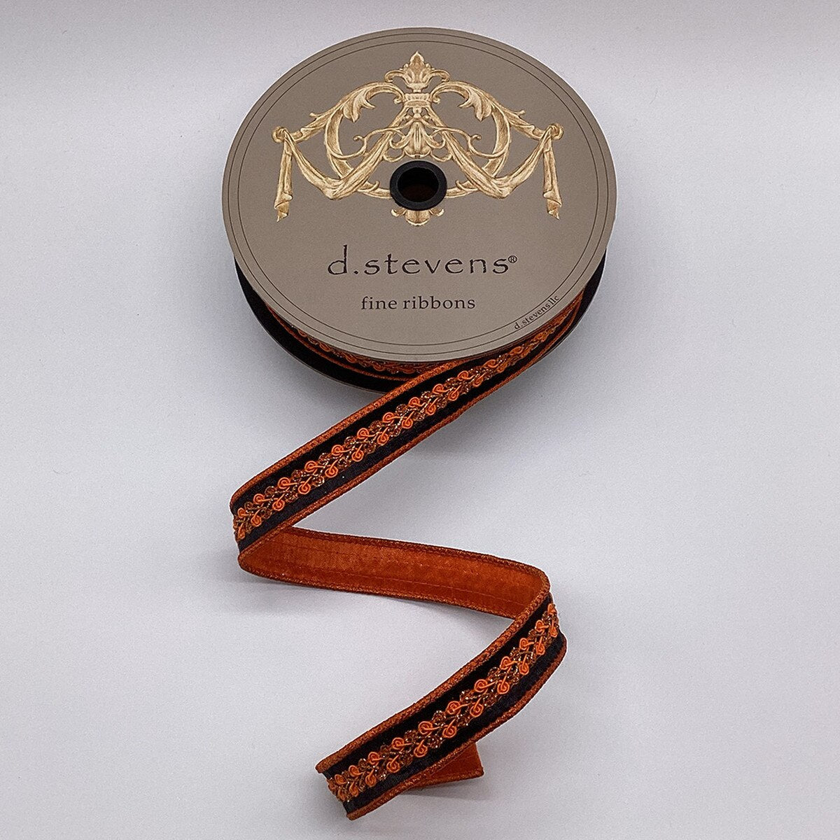 Metallic Orange Copper Dupion Ribbon 1 Inch x 10 Yards
