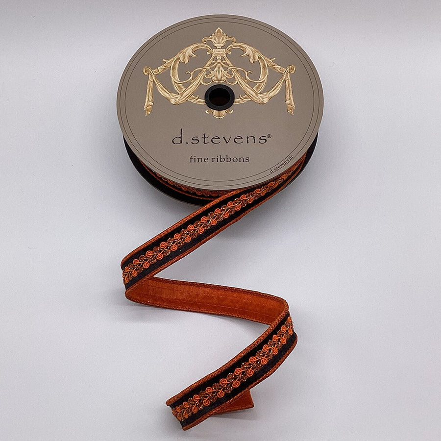 Metallic Orange Copper Dupion Ribbon 1 Inch x 10 Yards