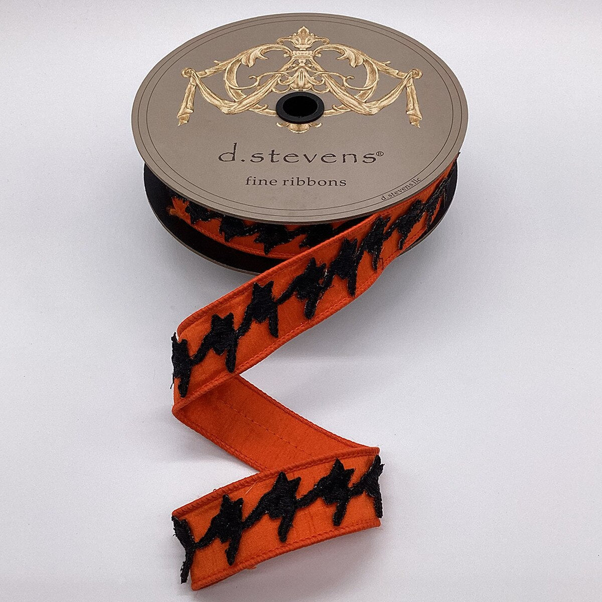Houndstooth Orange Ribbon Dupion 1.25" x 10 Yds
